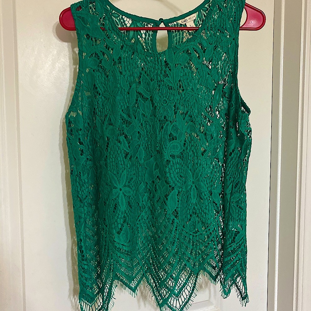 Cato Size L Green Lace Tank Top!